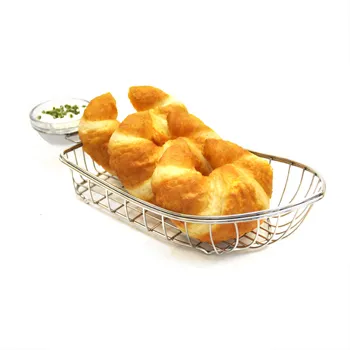 GET Enterprises - 4-80118 - Small Stainless Boat Basket w/ Condiment Holder