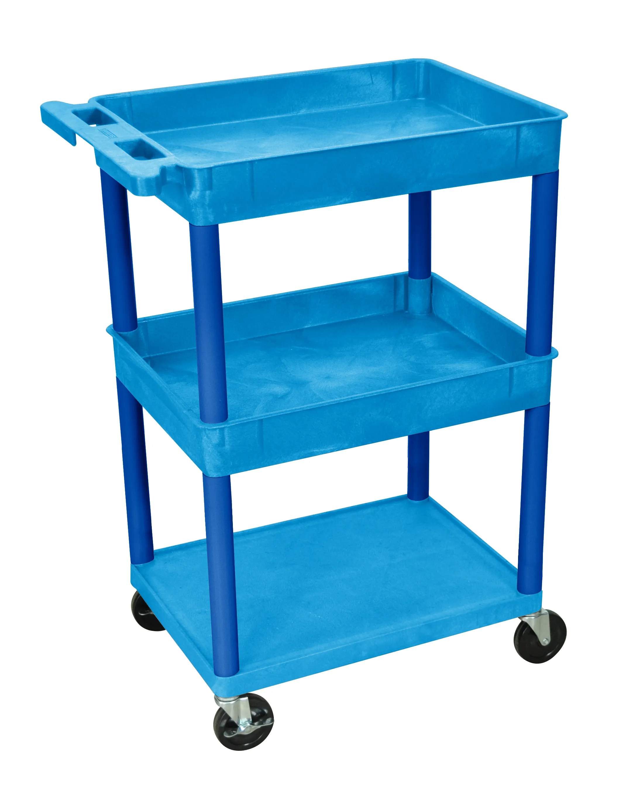 Luxor STC112BU - Plastic 3 Shelf Utility Tub Cart - Blue