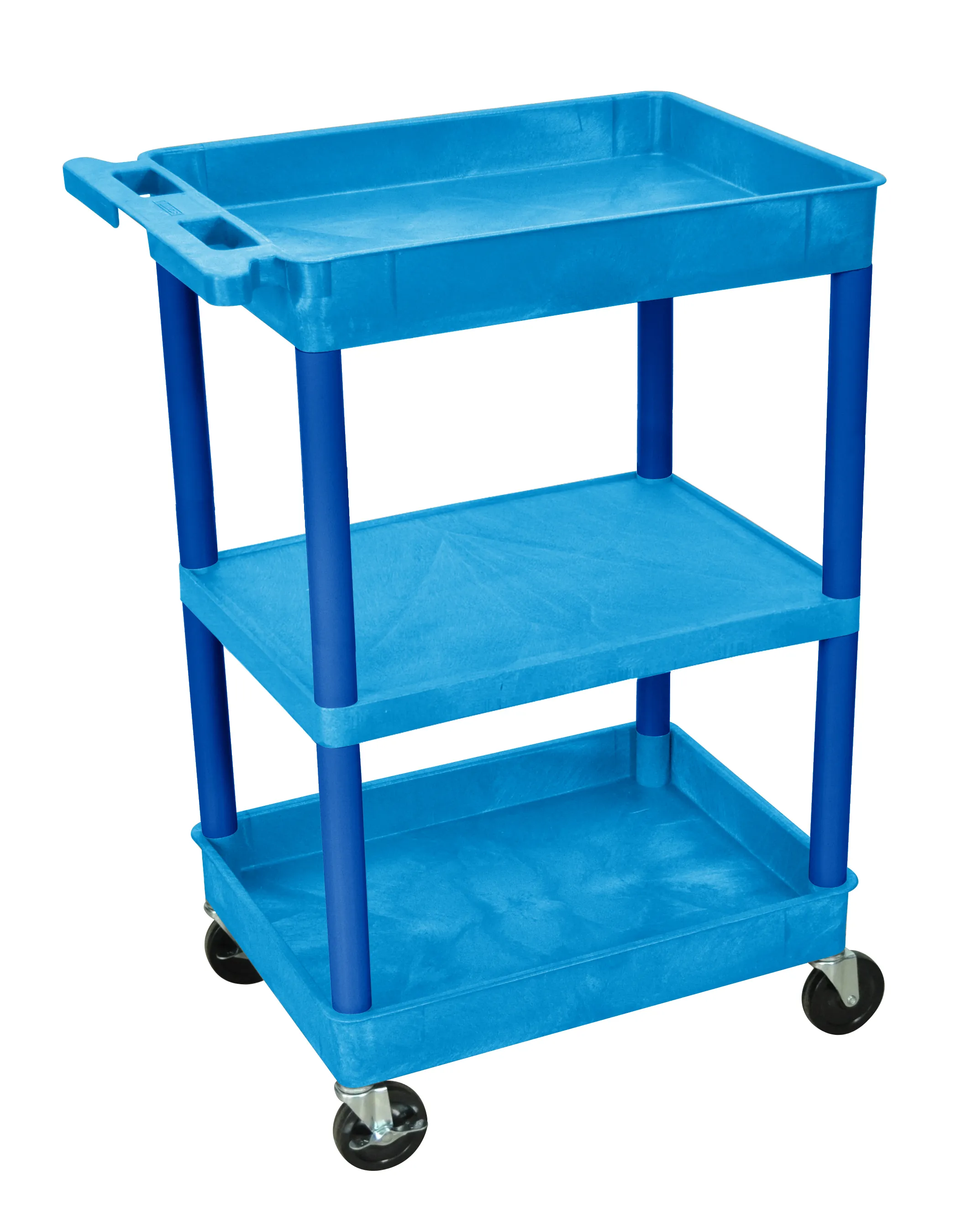 Luxor STC121BU - Plastic 3 Shelf Utility Tub Cart - Blue