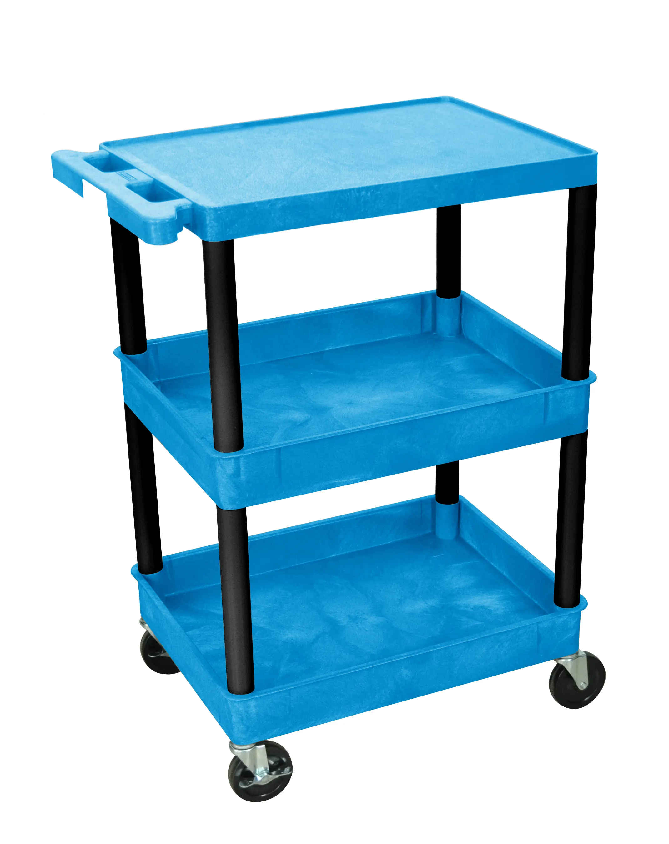 Luxor BUSTC211BK - Plastic 3 Shelf Utility Tub Cart - Blue