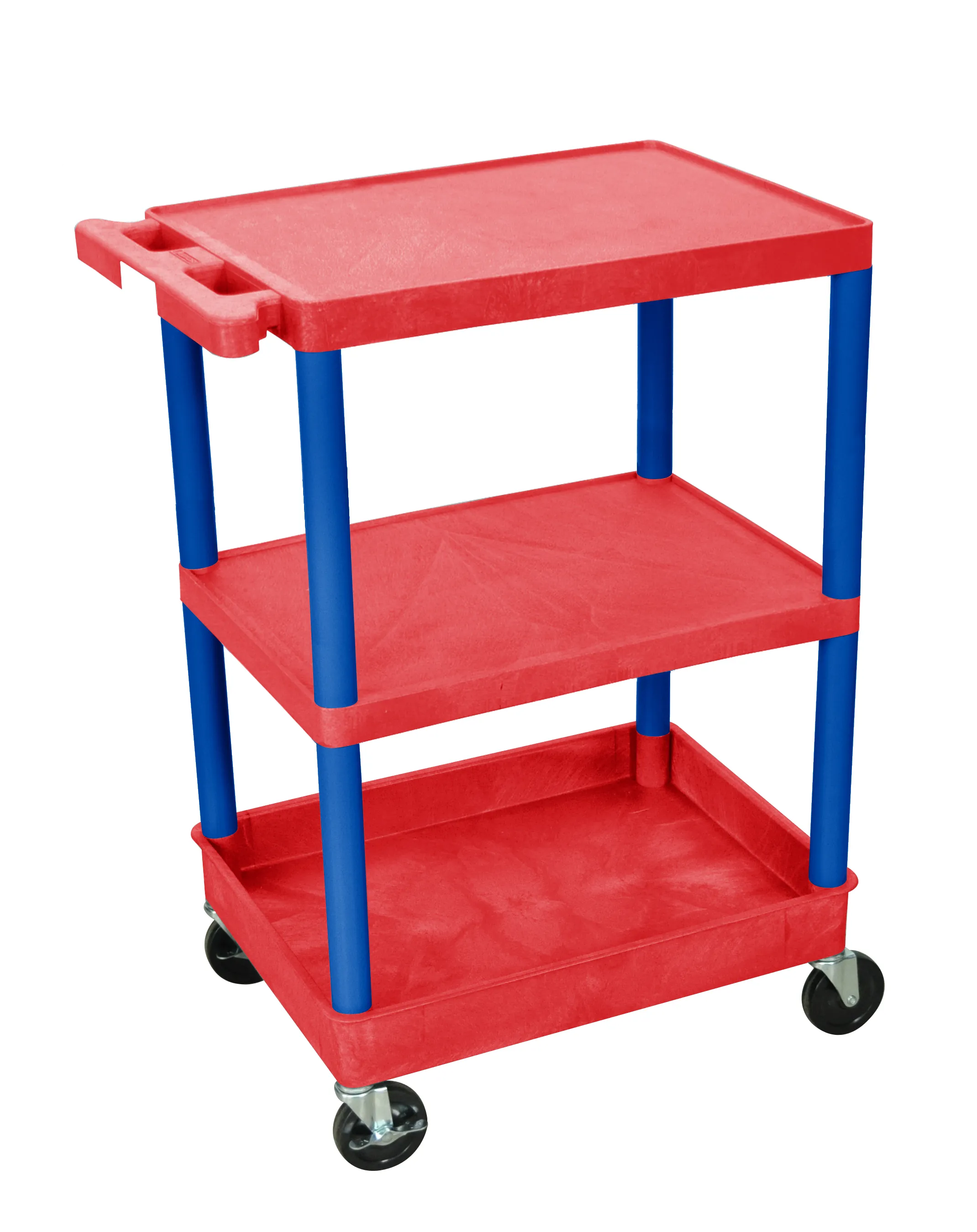 Luxor RDSTC221BU - Plastic 3 Shelf Utility Tub Cart - Red