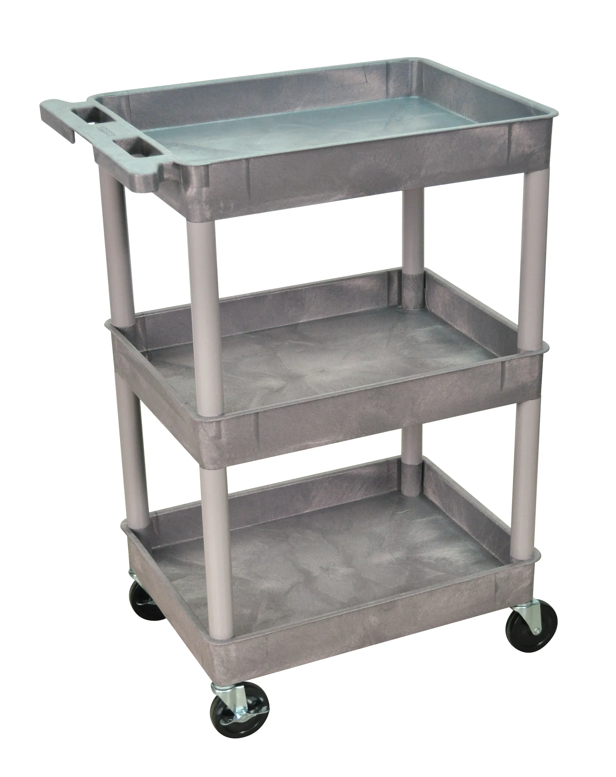 Luxor STC111G - Plastic 3 Shelf Utility Tub Cart - Gray