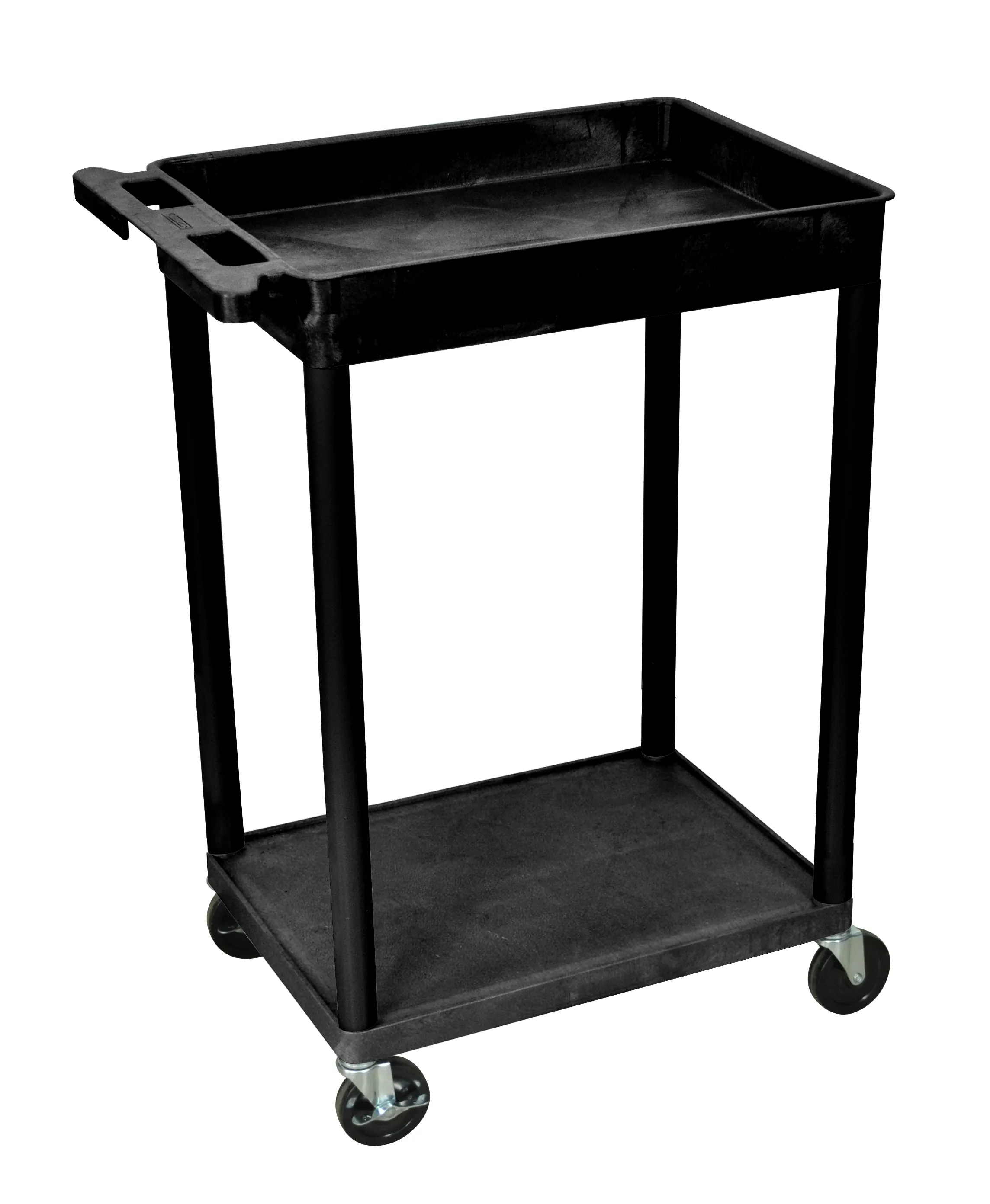 Luxor STC12B - Plastic 2 Shelf Utility Tub Cart - Black