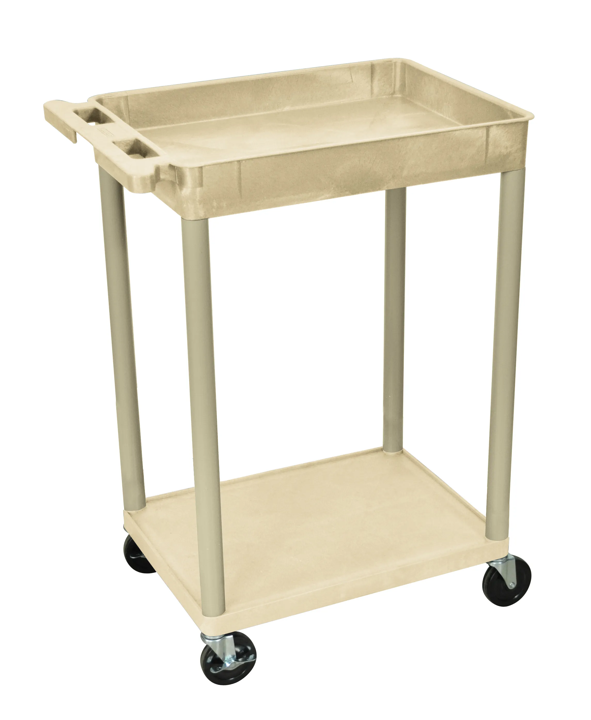 Luxor STC12P - Plastic 2 Shelf Utility Tub Cart - Putty