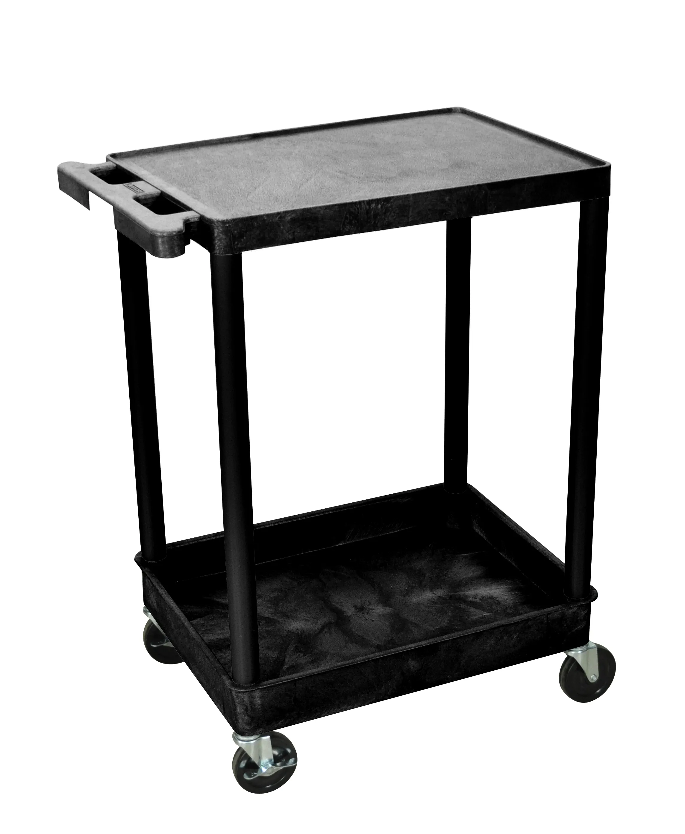 Luxor STC21B - Plastic 2 Shelf Utility Tub Cart - Black