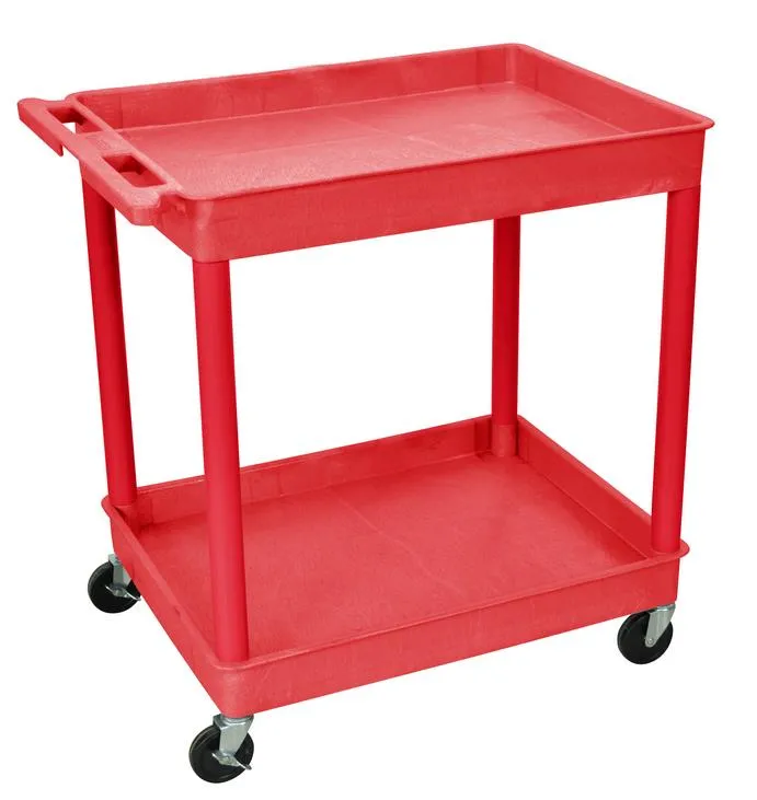 Luxor TC11RD - Plastic 2 Shelf Utility Tub Cart - Red