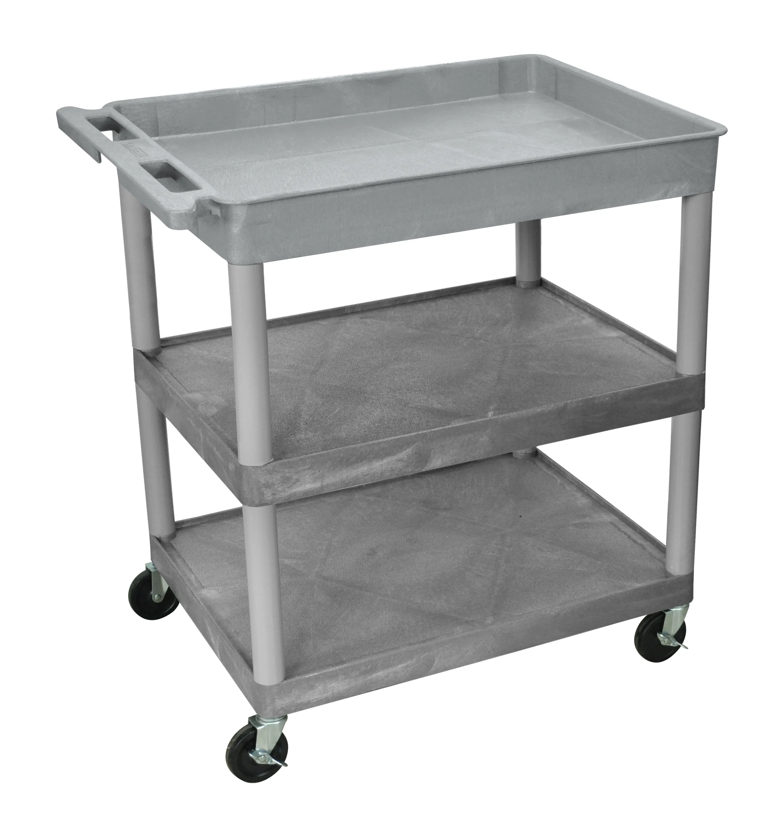 Luxor TC122G - Plastic 3 Shelf Utility Tub Cart - Gray