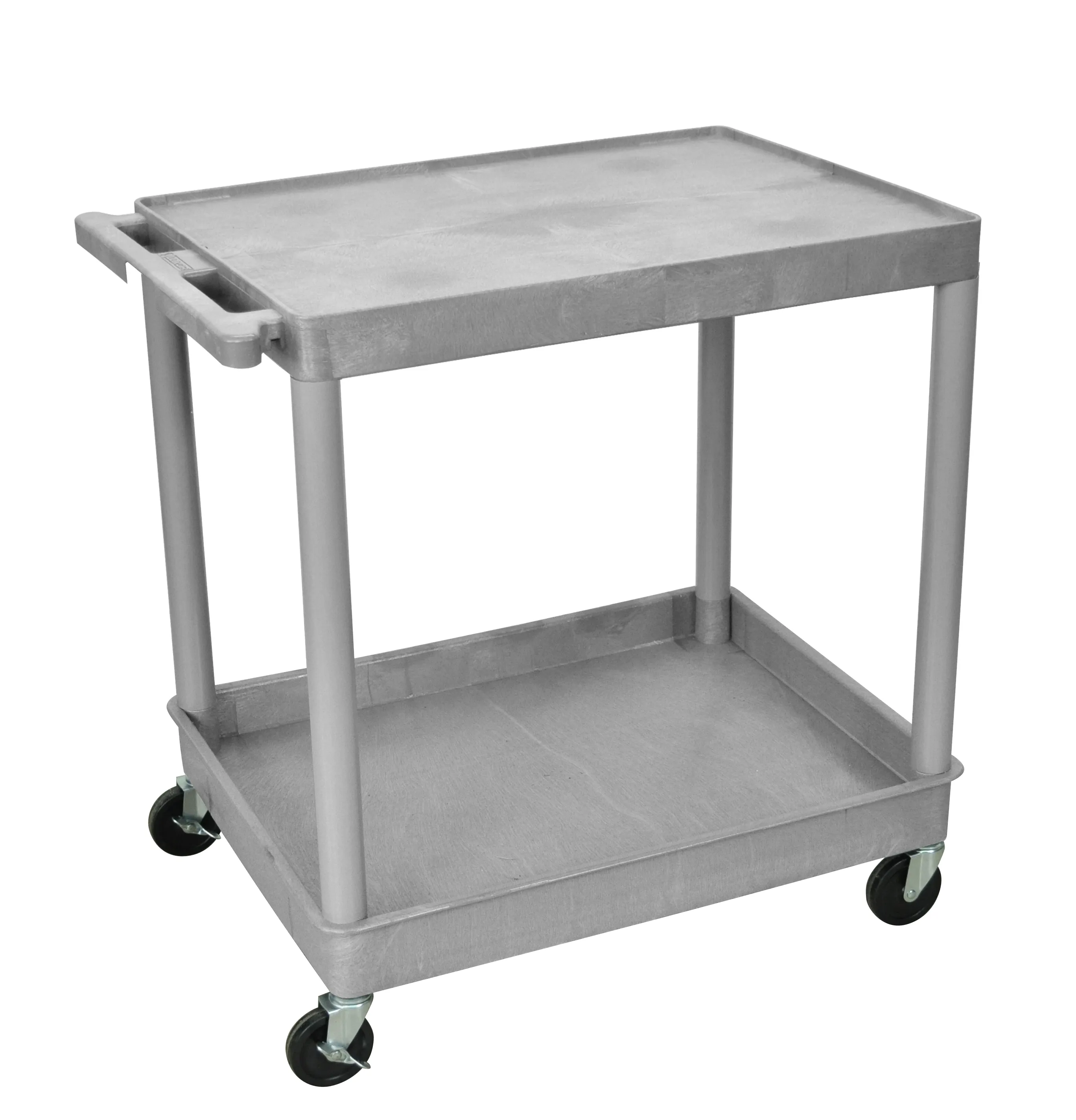 Luxor TC21G - Plastic 2 Shelf Utility Tub Cart - Gray