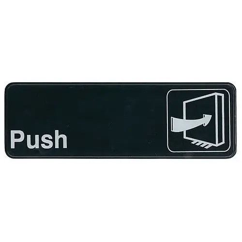 Update International S39-1BK - 9" x 0.06" x 3" - Sign - Board - Push - White on Black  