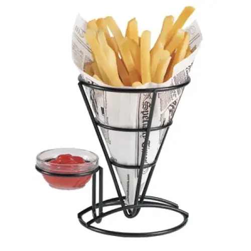 Clipper Mill - 4-361644 - Black Fry Cone With 1 Condiment Holder