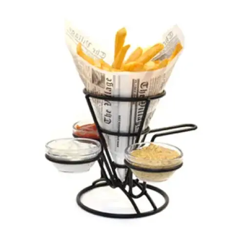 Clipper Mill - 4-362803 - Black 3-Ring Appetizer Cone with Handle