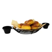 GET Enterprises - 4-38822 - 11" Black Grid Basket with 2 Ring Holders