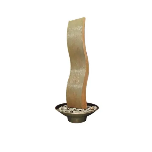 Buffet Enhancements - 1BMWC64EMBD - 64" Water Wall Decorative Fountain - Curved - Emerald Wall / Black Diamond Base
