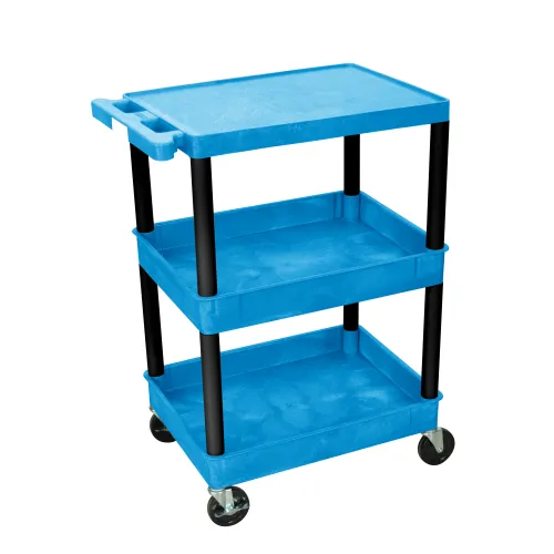 Luxor - BUSTC211BK - Plastic 3 Shelf Utility Tub Cart - Blue
