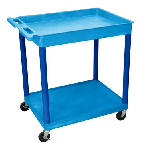 Luxor - TC12BU - Plastic 2 Shelf Utility Tub Cart - Blue
