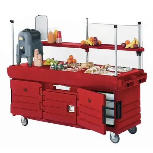 Cambro KVC856-158 - CamKiosk Hot Red Vending Cart w/ Pan Wells 