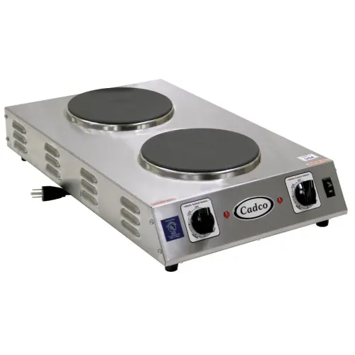 Cadco - CDR2CFB - Cast Iron Double Space Saver Hot Plate - 7.5"