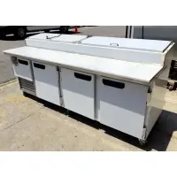 Leader ESPT96-M - Four Door 96" Pizza Prep Table - NSF Certified - Marble Top