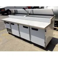 Leader ESPT96-M - Four Door 96" Pizza Prep Table - NSF Certified - Marble Top