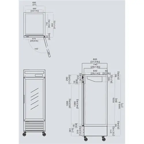 Atosa MCF8705 - 27" Glass Door Refrigerator - 1 Door