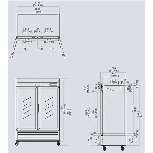 Atosa MCF8709 - 54" Glass Door Refrigerator - 2 Sliding Doors