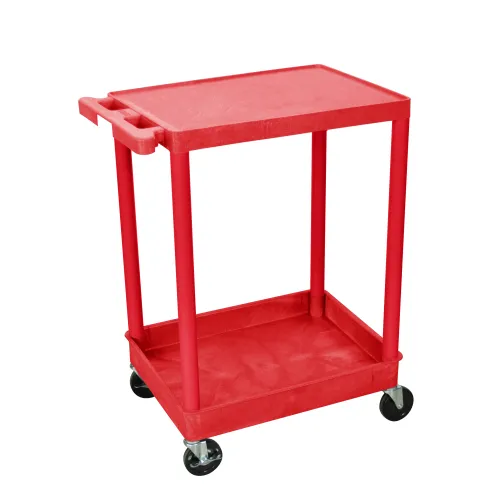 Luxor - STC21RD - Plastic 2 Shelf Utility Tub Cart - Red