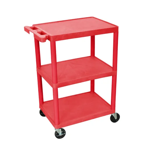 Luxor - STC222RD - Plastic 3 Shelf Utility Tub Cart - Red