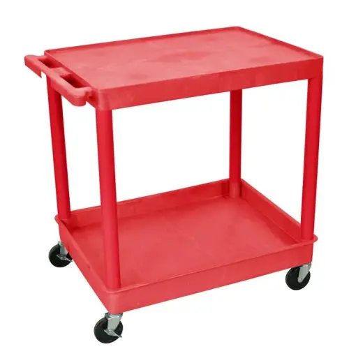Luxor - TC21RD - Plastic 2 Shelf Utility Tub Cart - Red