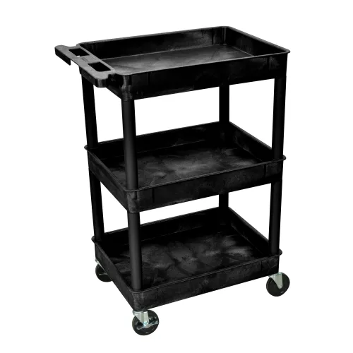Luxor - STC111B - Plastic 3 Shelf Utility Tub Cart - Black