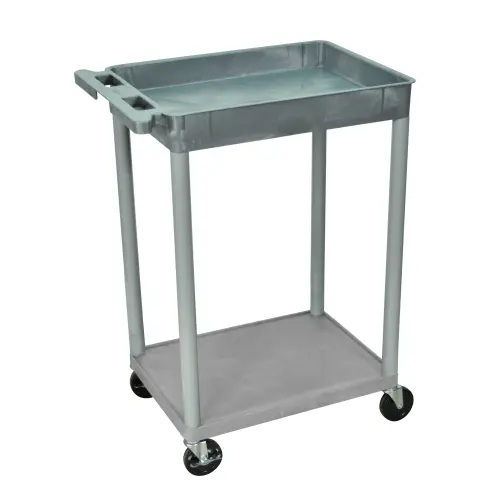 Luxor - STC12G - Plastic 2 Shelf Utility Tub Cart - Gray