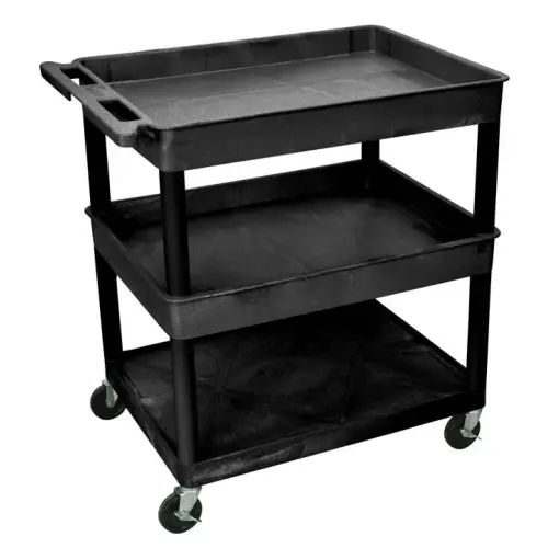 Luxor - TC112B - Plastic 3 Shelf Utility Tub Cart - Black