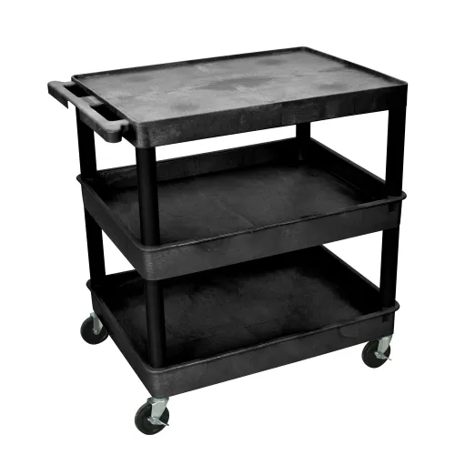 Luxor - TC211B - Plastic 3 Shelf Utility Tub Cart - Black