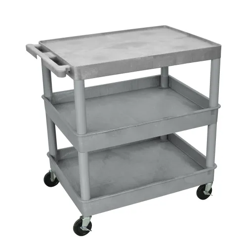 Luxor - TC211G - Plastic 3 Shelf Utility Tub Cart - Gray