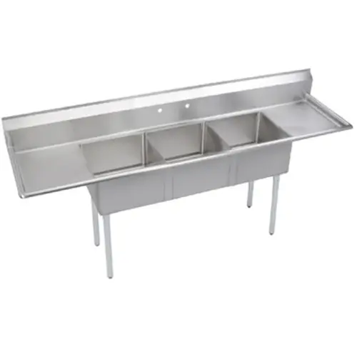 Universal LJ2020-3RL - 100" Three Compartment Sink W/ Two Drainboards
