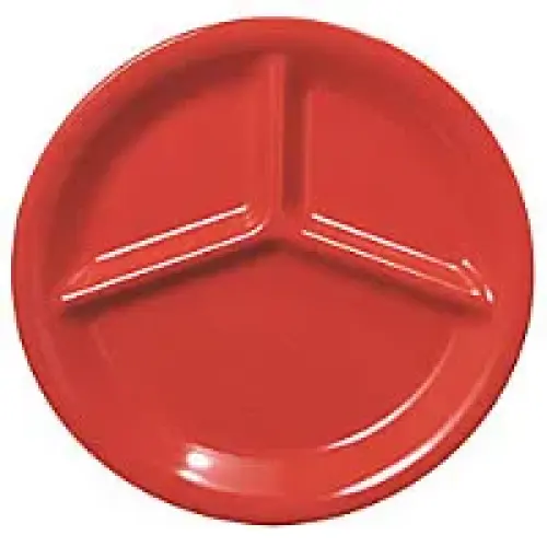 Thunder Group Three Compartment Plate - Pure Red - 10-1/4" (12 per Case) [CR710PR]