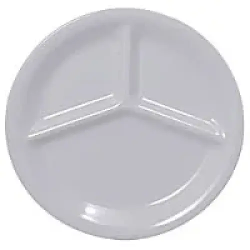 Thunder Group Three Compartment Plate - White - 10-1/4" (12 per Case) [CR710W]