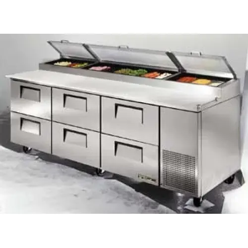 True Pizza Prep Table 6 Drawers Holds 12, 1/3 Size Pans 44″ [TPP-93-D-6]